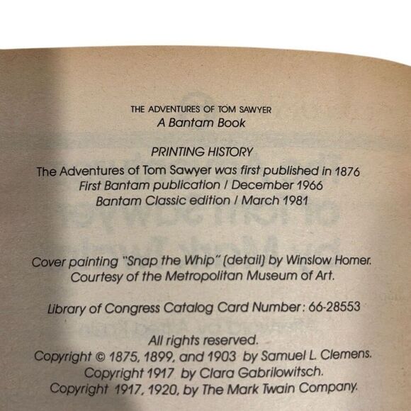 The Adventures of Tom Sawyer, A Novel by Mark Twain 1981 Paperback Book - Picture 5 of 5